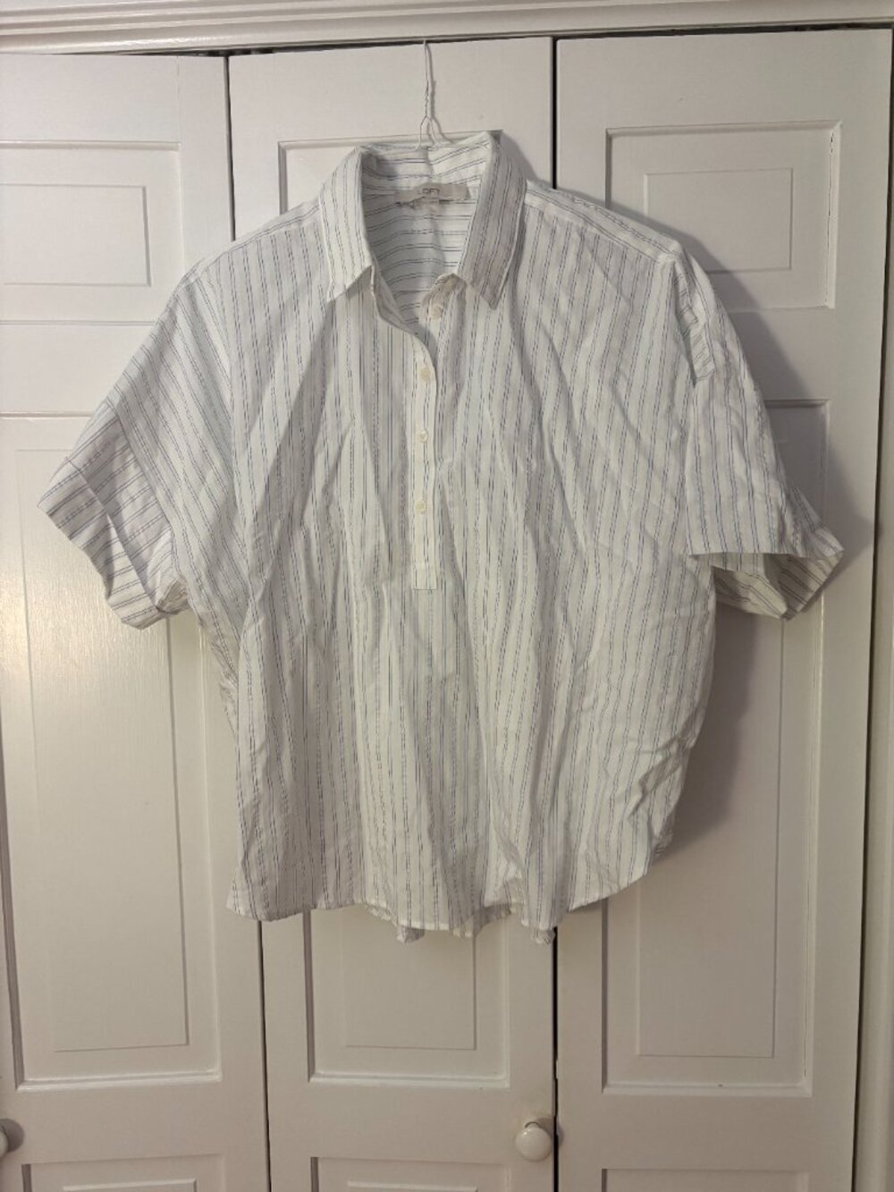Loft striped blue and white henley dolman everyday tunic